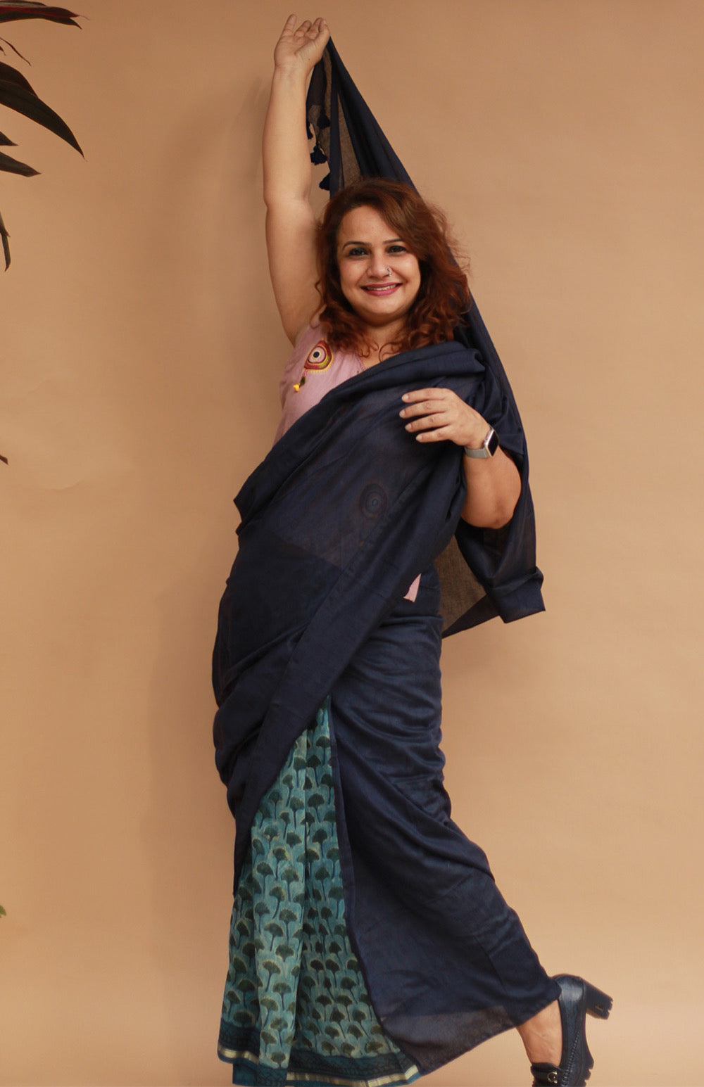 Rangg | Patli Pallu Saree | Chanderi & Mul | Indigo