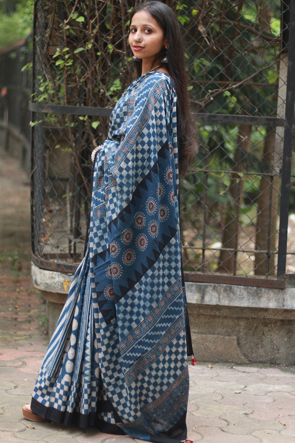 Ajrakh Cotton Saree