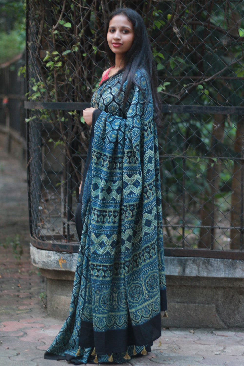 Ajrakh Cotton Saree