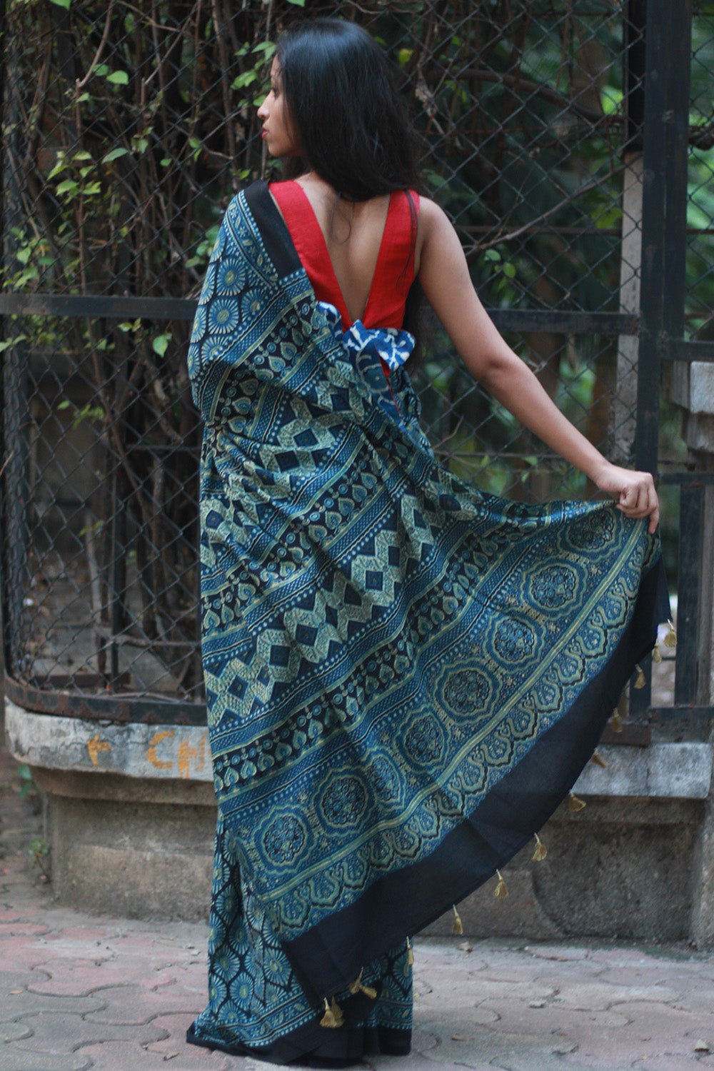 Ajrakh Cotton Saree