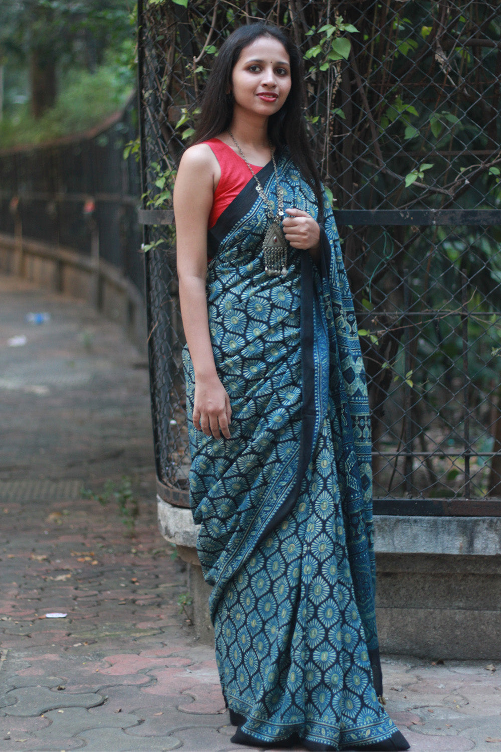 Ajrakh Cotton Saree