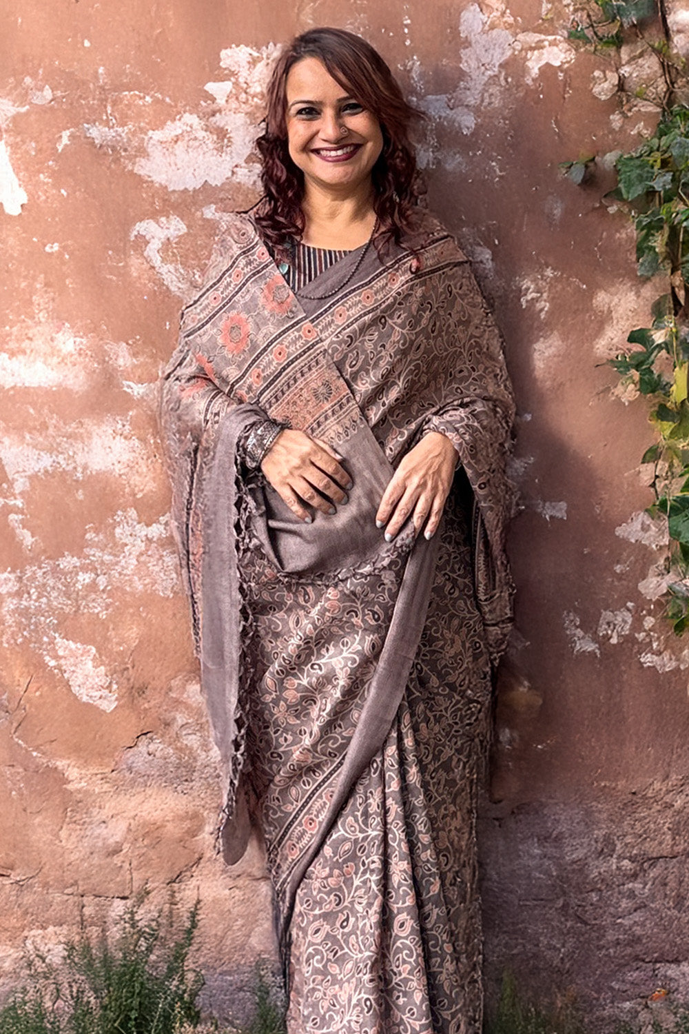Tussar Silk Saree | Umber Ajrakh