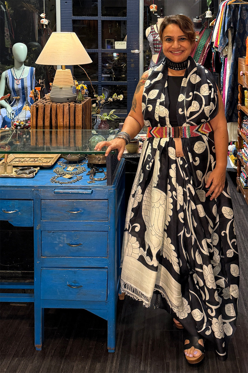 Handpainted Kalamkari | Murshidabad Silk Saree