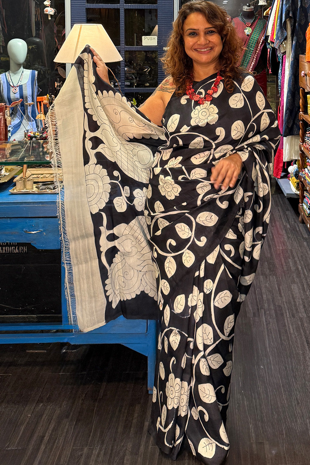 Handpainted Kalamkari | Murshidabad Silk Saree