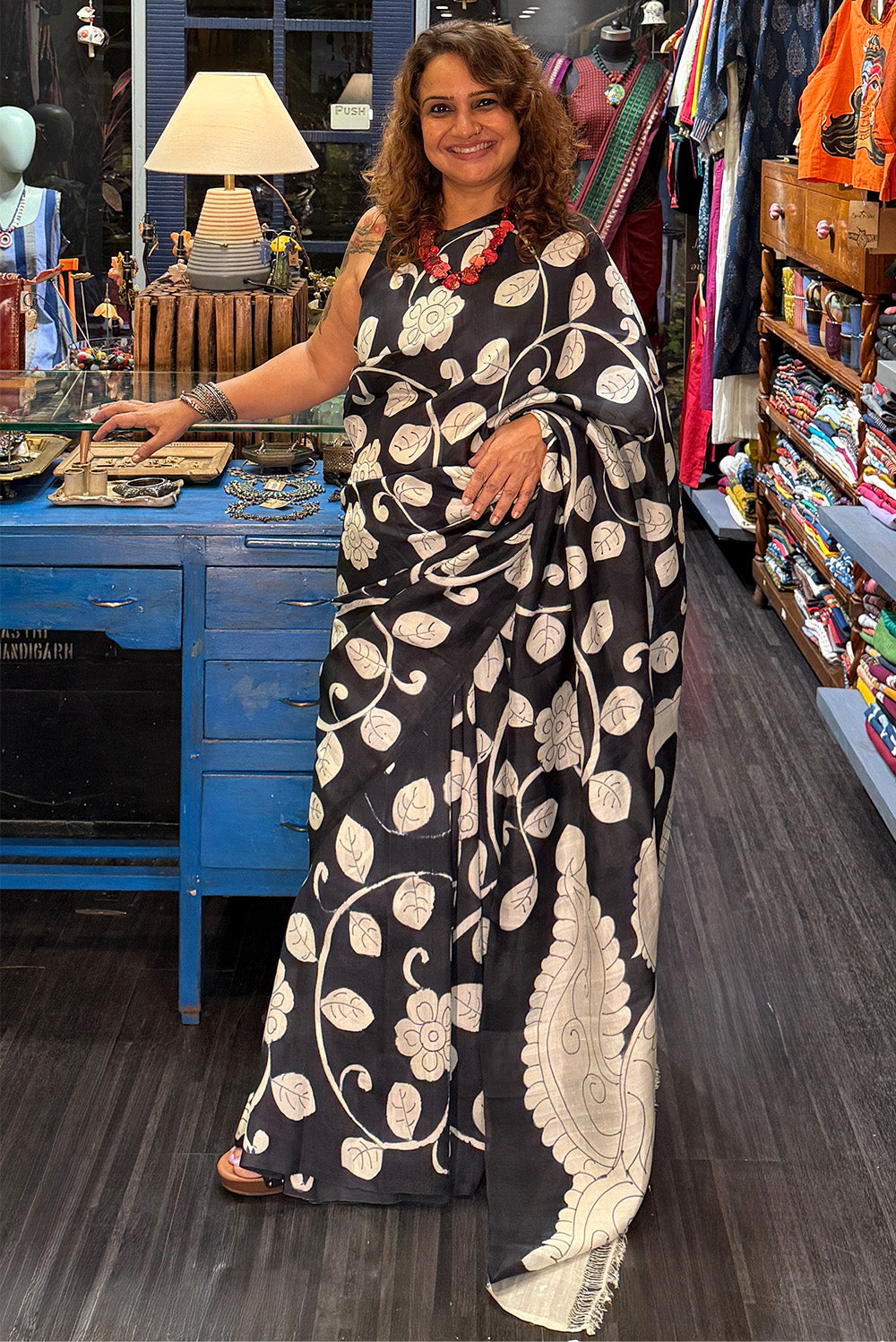 Handpainted Kalamkari | Murshidabad Silk Saree