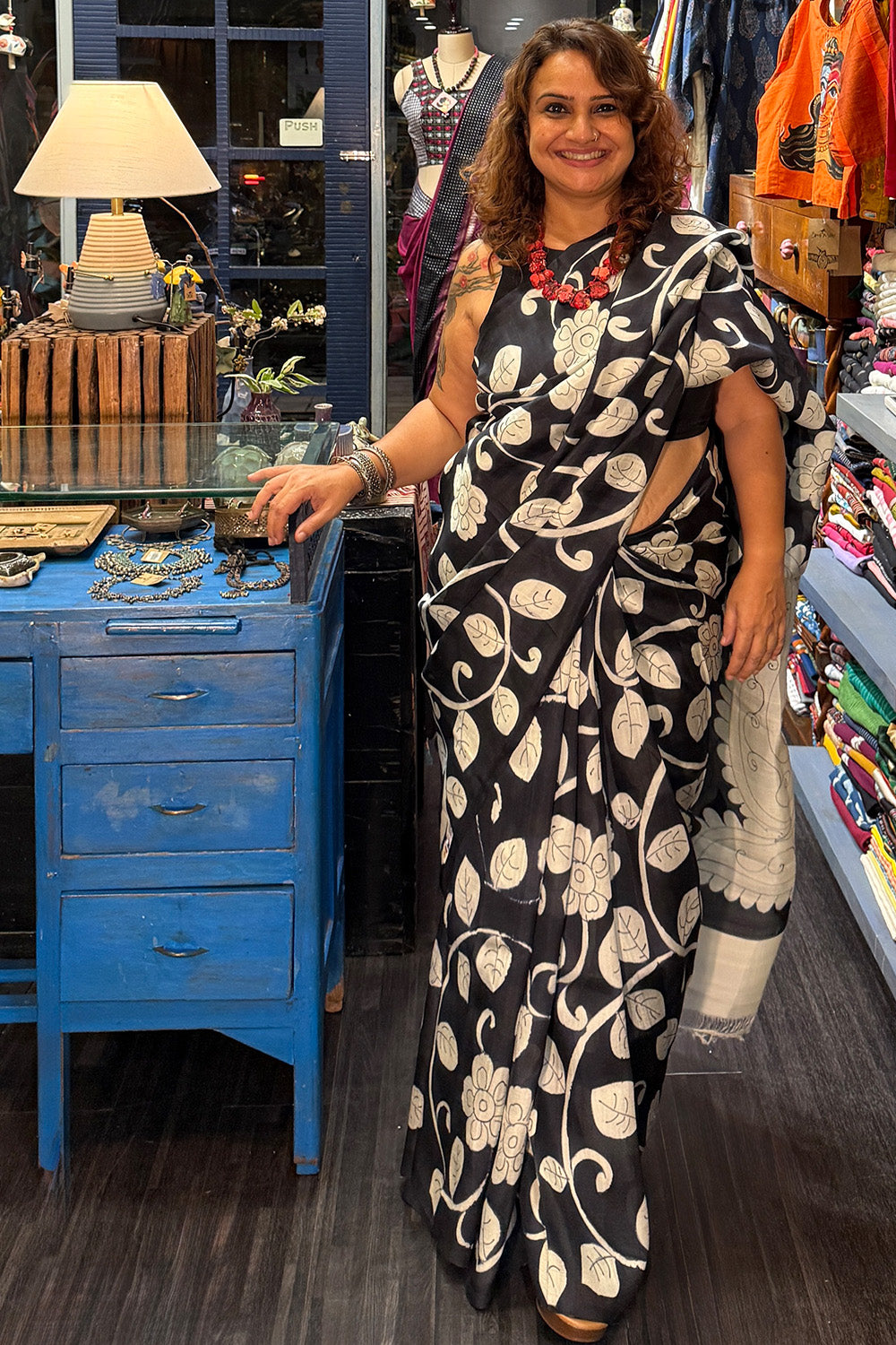 Handpainted Kalamkari | Murshidabad Silk Saree