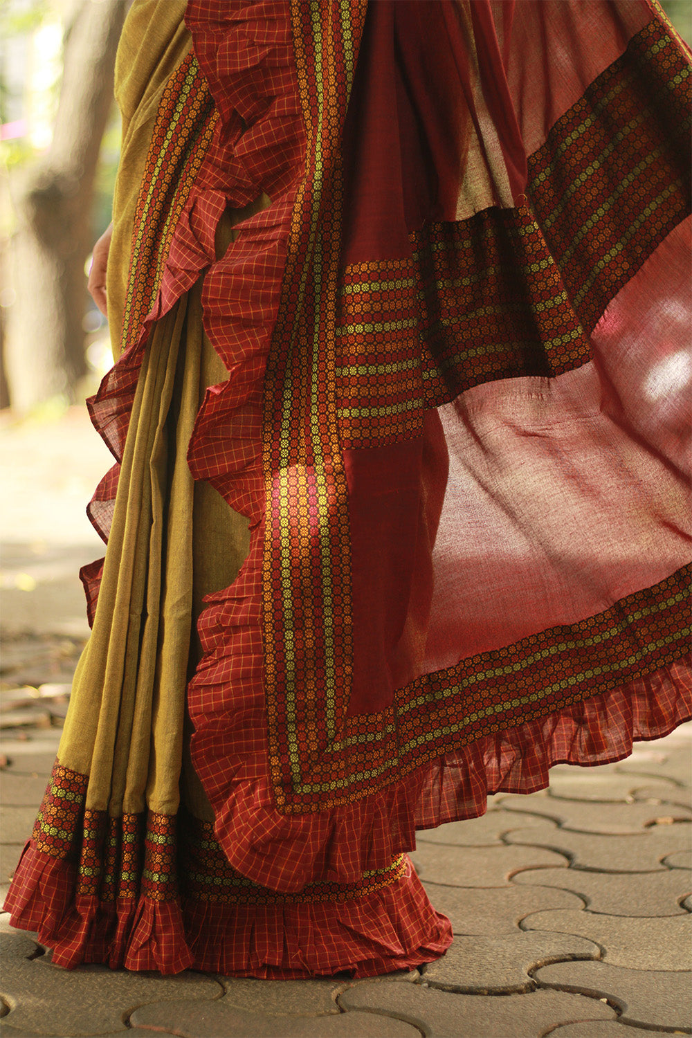 Mandira | Khunn Border Saree |Mustard