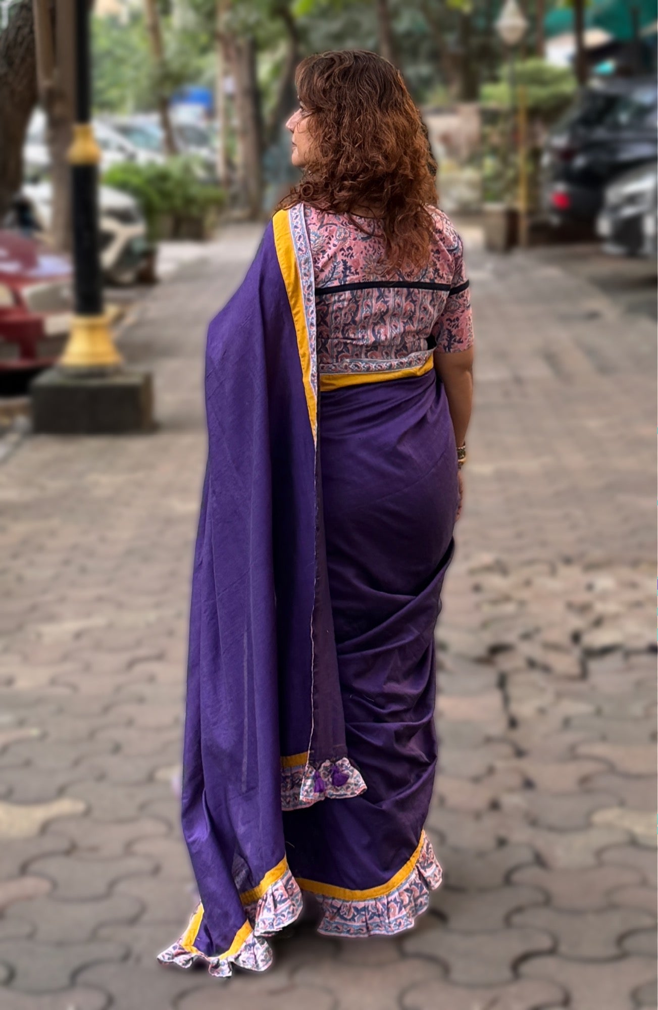 Hulchul | Frill Saree | Purple with Sanganeri