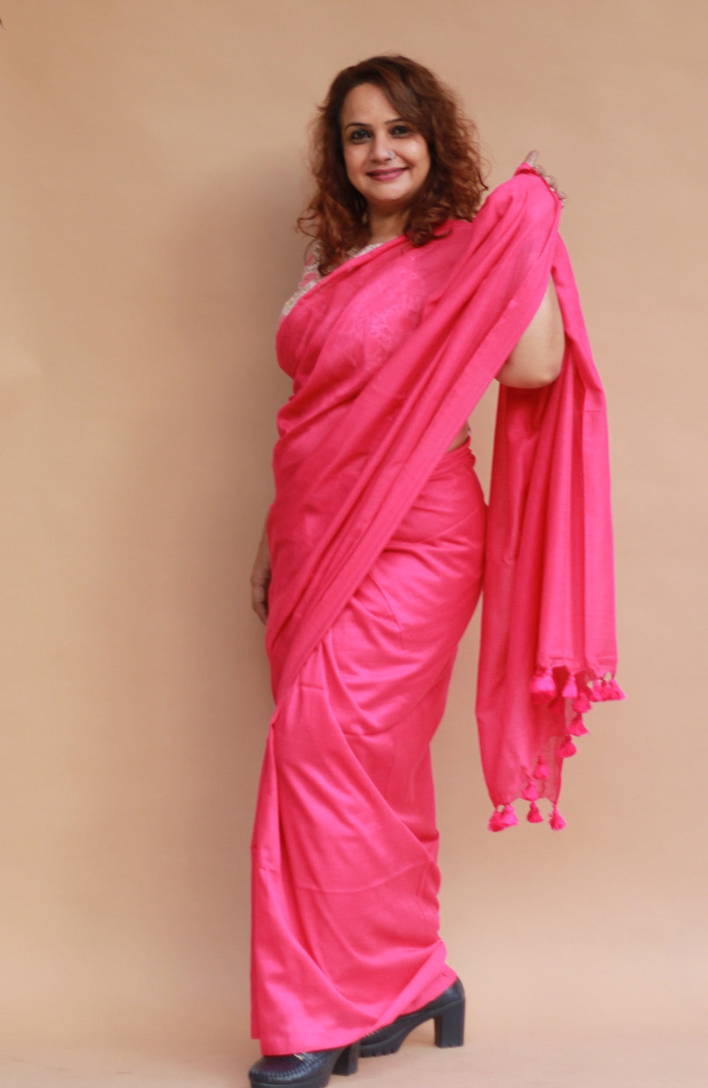 Rangg | Mul Cotton Saree | Fuschia