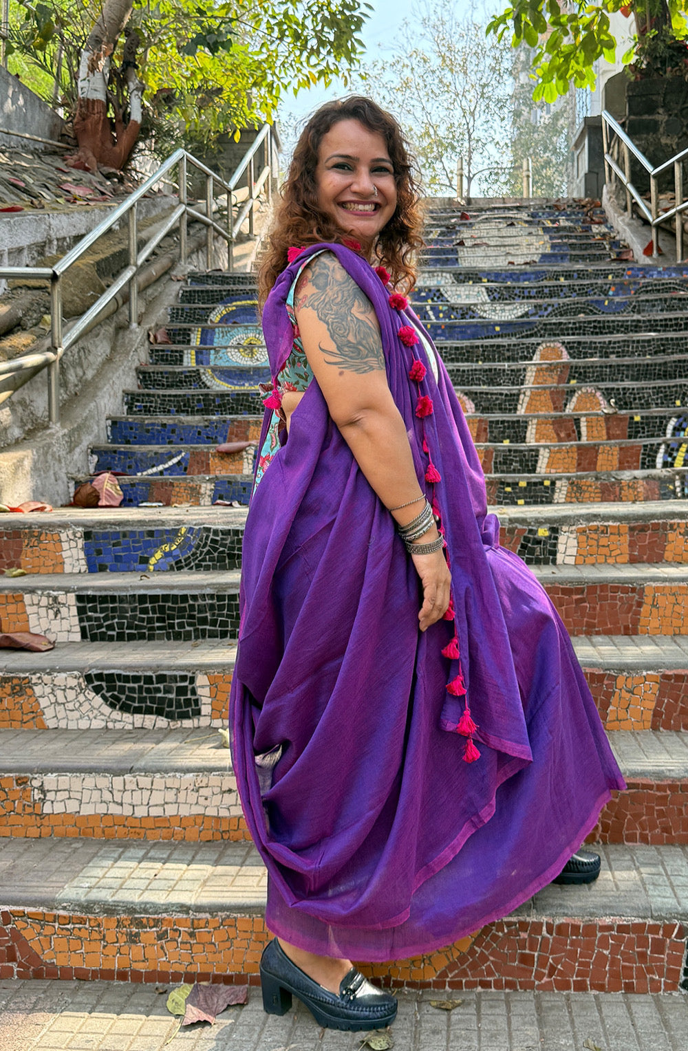 Rangg | Mul Cotton Saree | Purple