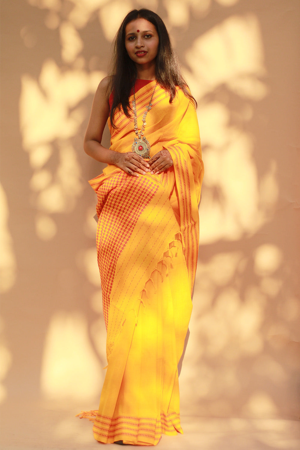 Handloom Cotton Saree | Begumpuri | Yellow