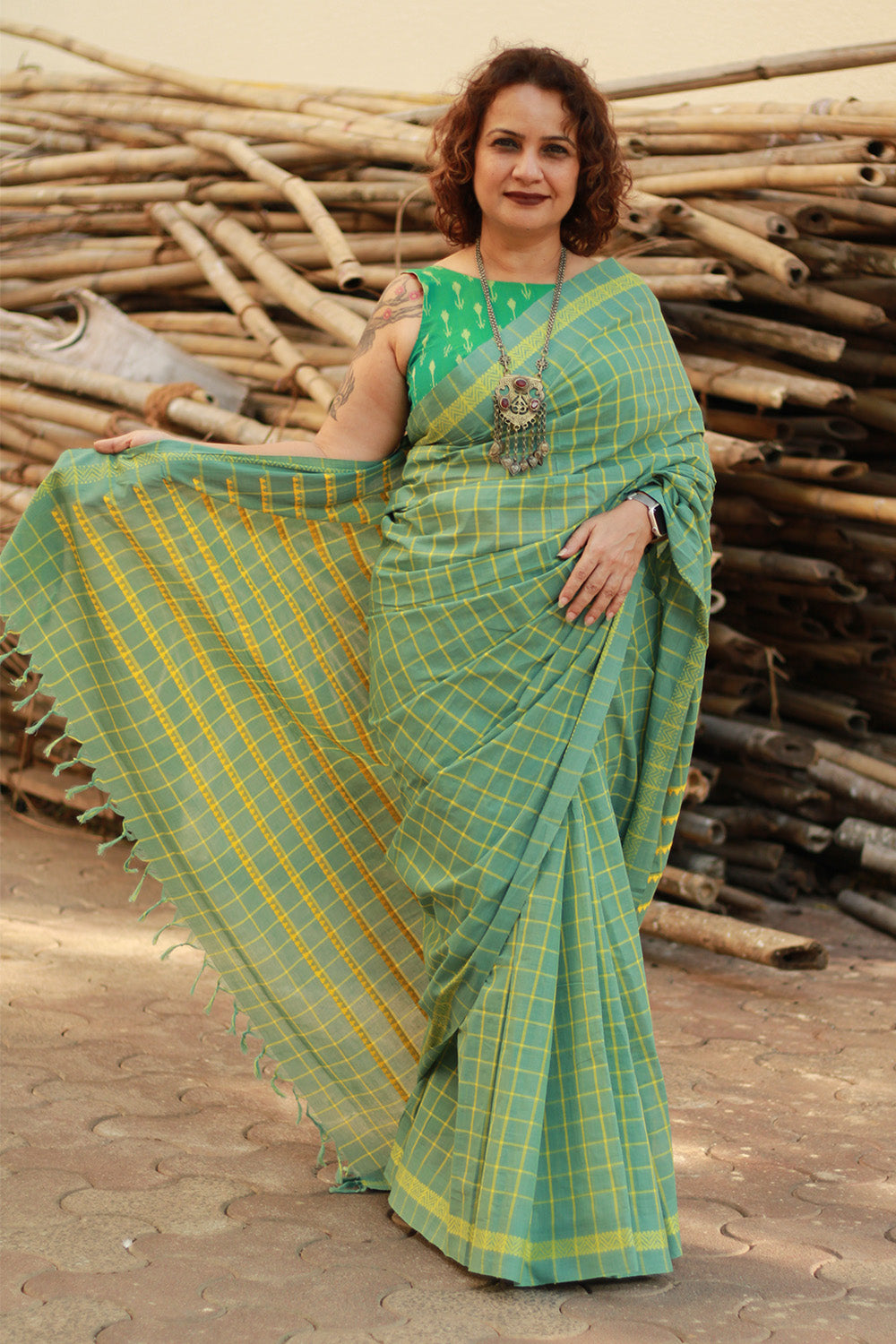 Handloom Cotton Saree | Begumpuri | Teal