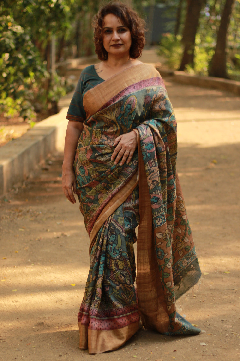 Leela | Pen Kalamkari Saree | Tussar Silk