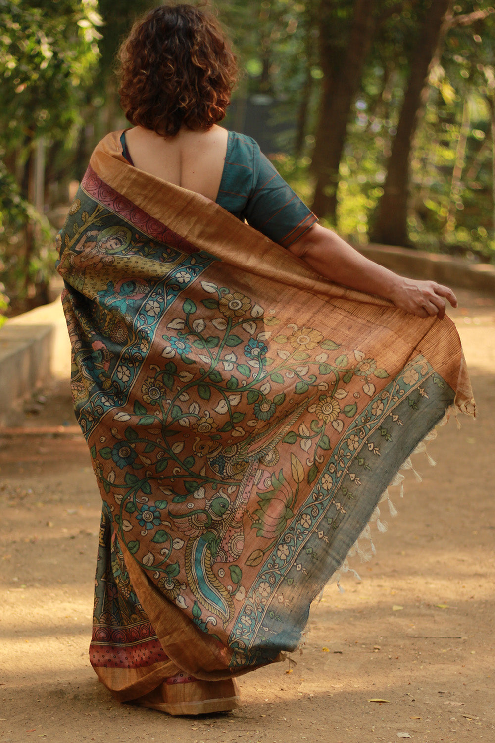 Leela | Pen Kalamkari Saree | Tussar Silk