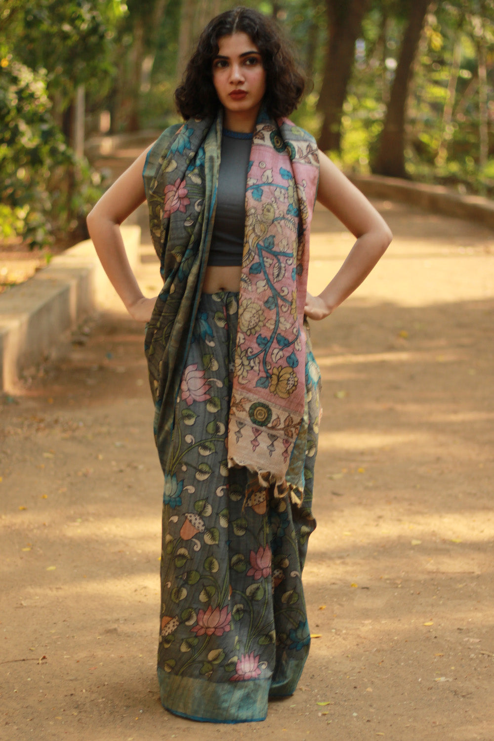 Leela | Pen Kalamkari Saree | Tussar Silk