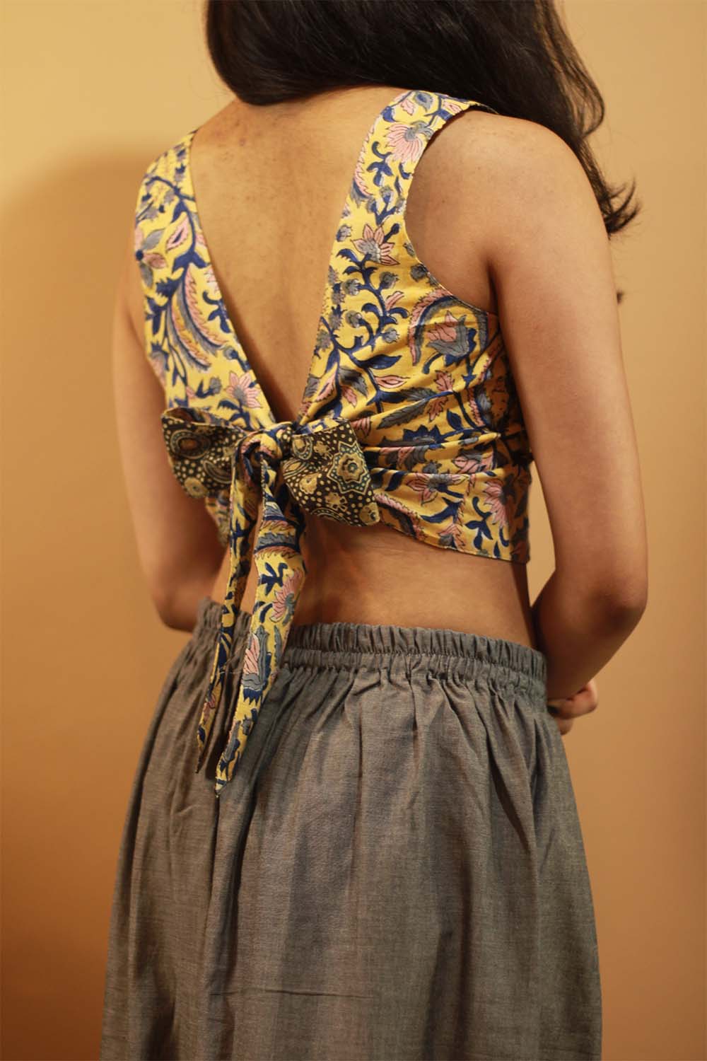 Mastaani | Reversible Blouse | Yellow Sanganeri & Ajrakh