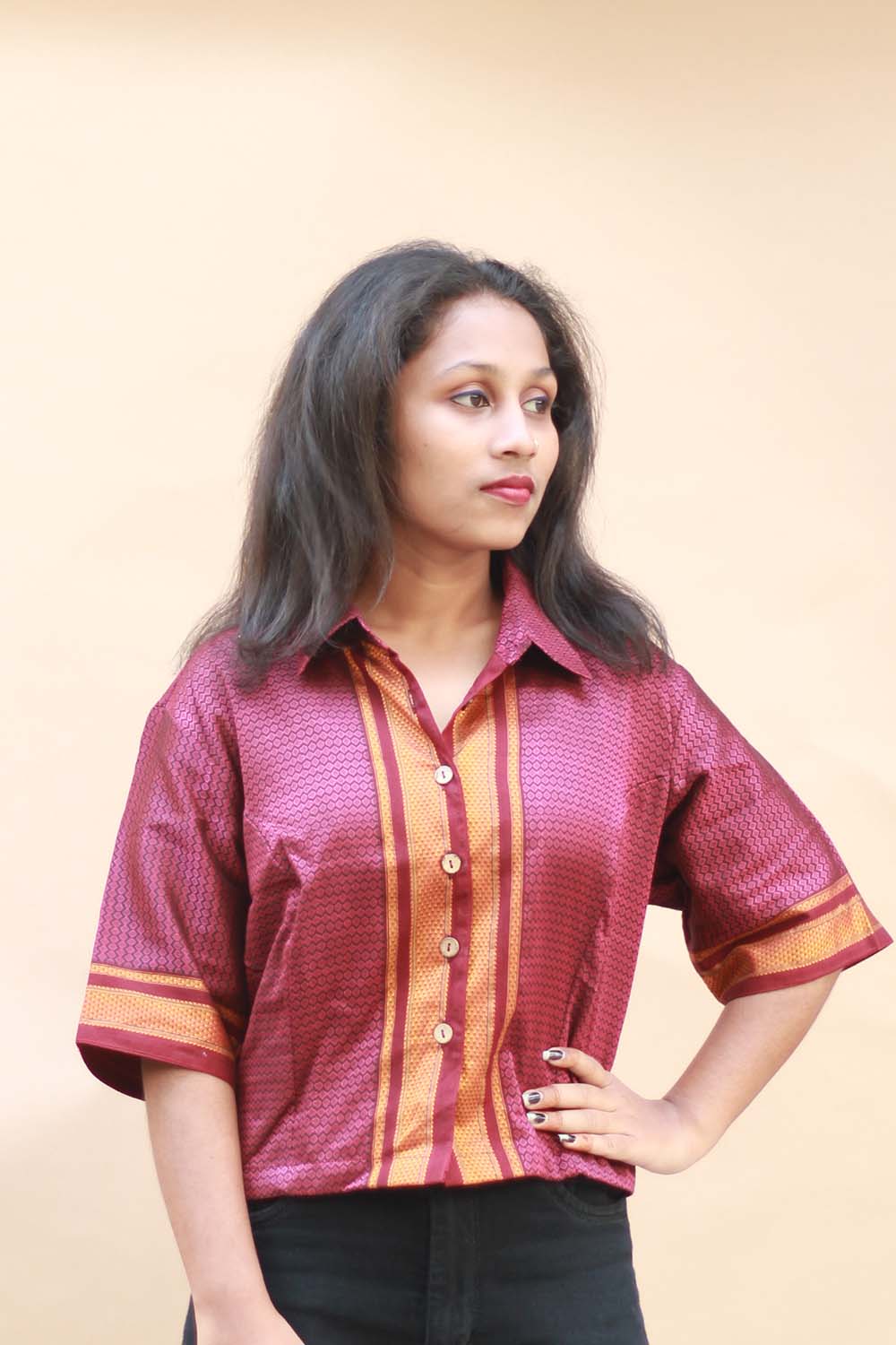Kanaka | Khunn Cropped Shirt-Blouse | Kumkum