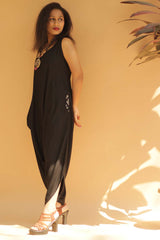 Jodhpuri Jumpsuit- Simply Black with Ajrakh