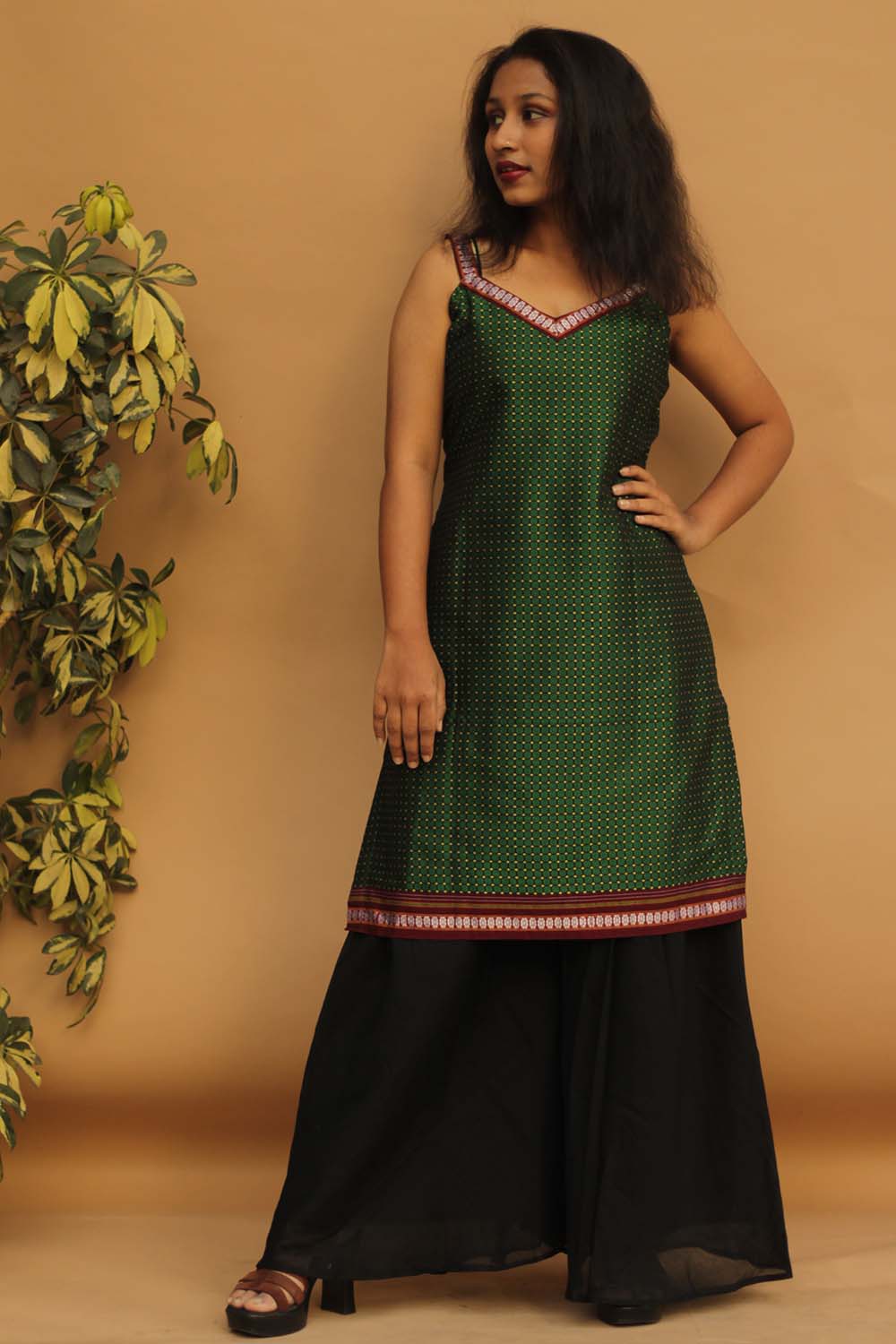 Strappy Short Kurta - Green Khunn