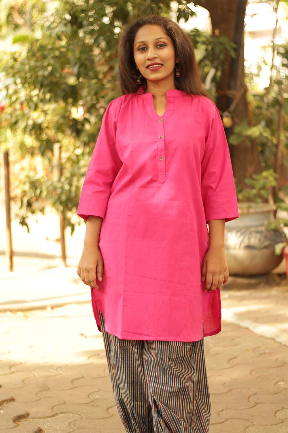 Short Kurta in Fuschia Pink