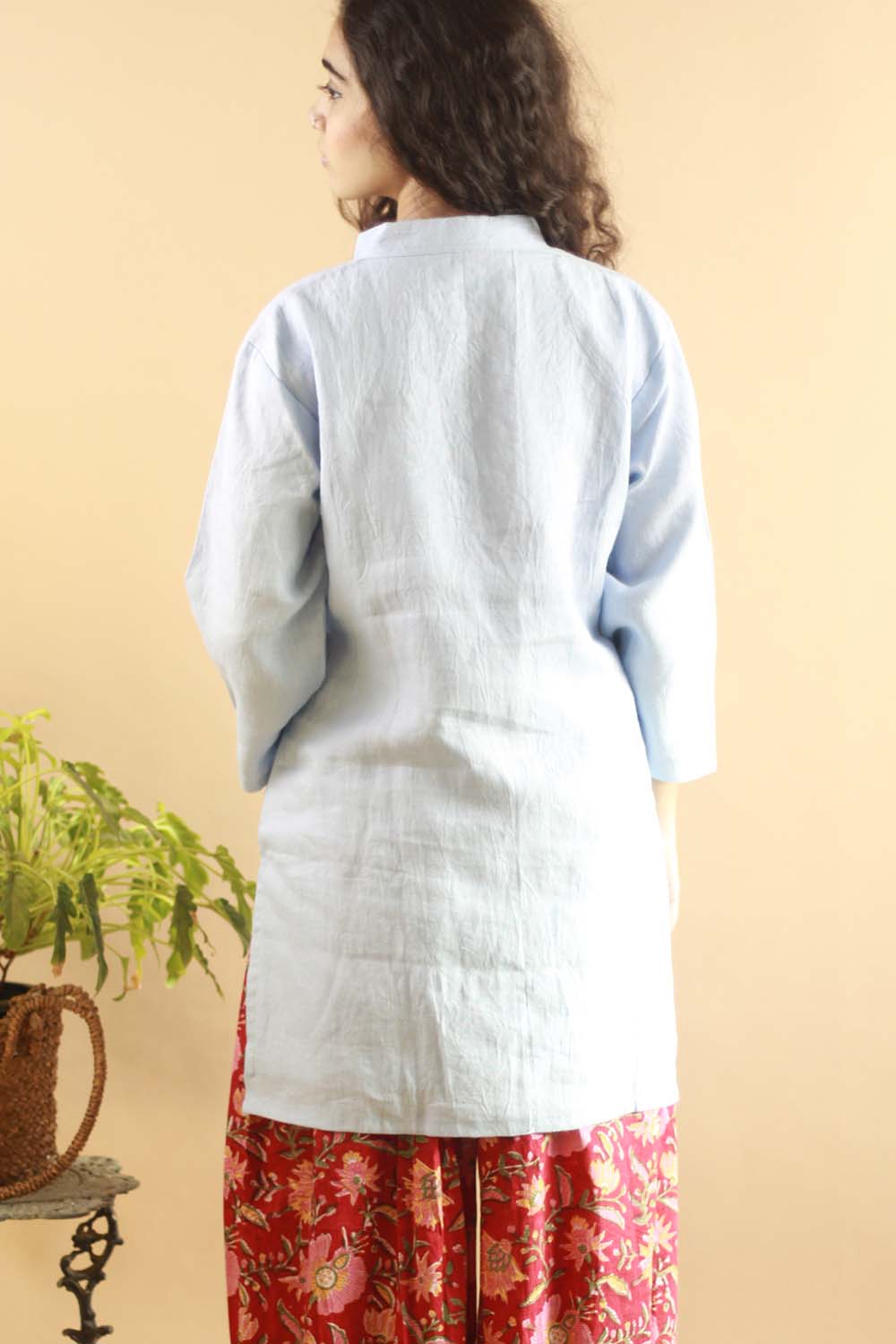 Short Kurta in Baby Blue Linen
