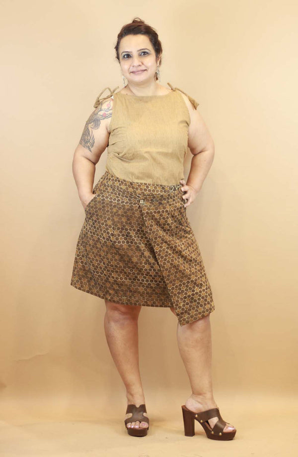 Wrap Around Corduoroy Skirt - Chestnut Honey Comb