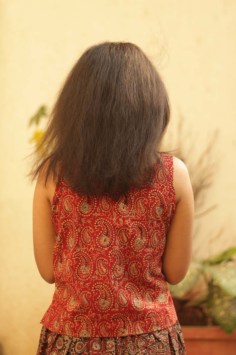 Basic Crop Top in Red Kairi Ajrakh