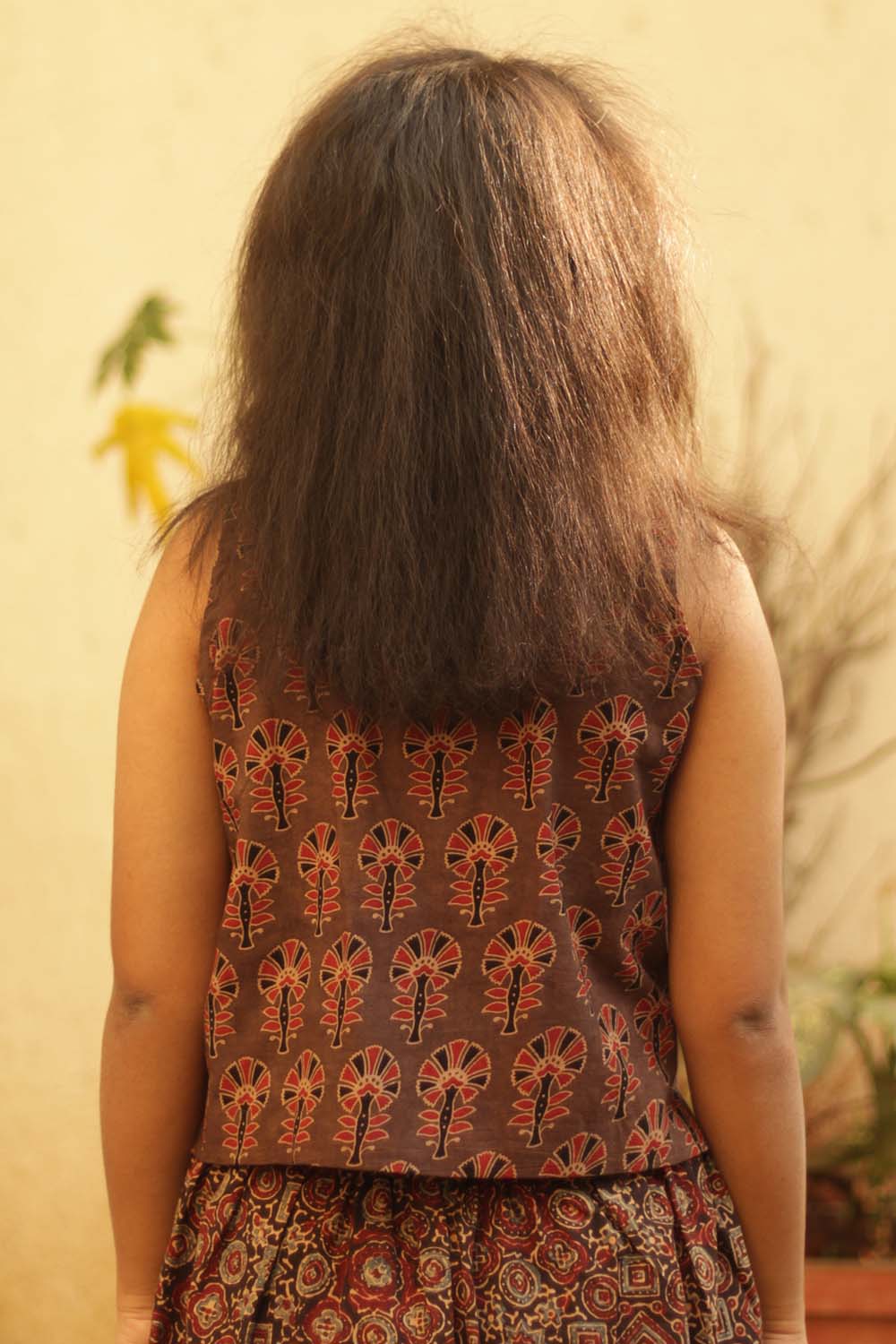 Basic Crop Top in Sienna Flower Ajrakh