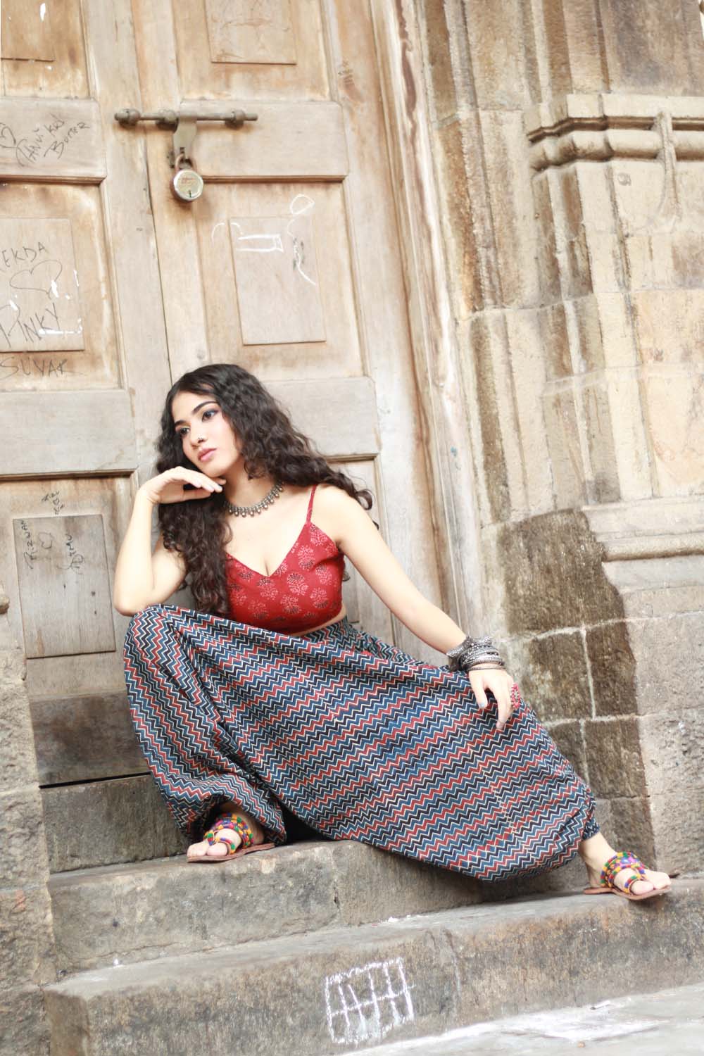 Dhaariyan | Wayfarer | Drop Crotch Pants | Ajrakh Chevron