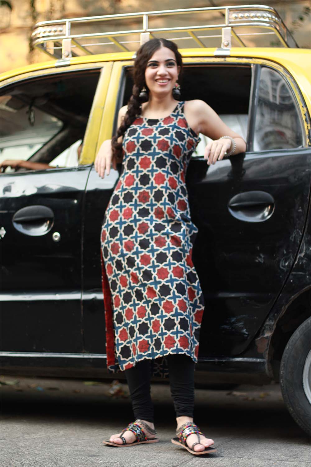 Vanya | Sleeveless Long Kurta | Shatkon Ajrakh