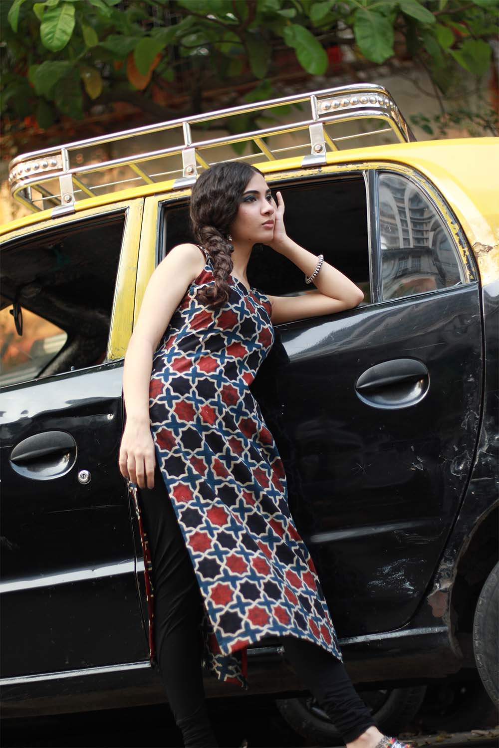 Vanya | Sleeveless Long Kurta | Shatkon Ajrakh