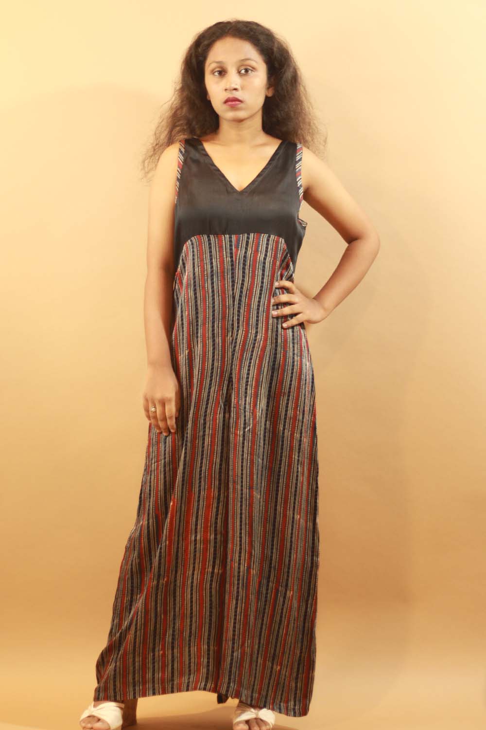 Wide Legged Jumpsuit in Striped Ajrakh Modal