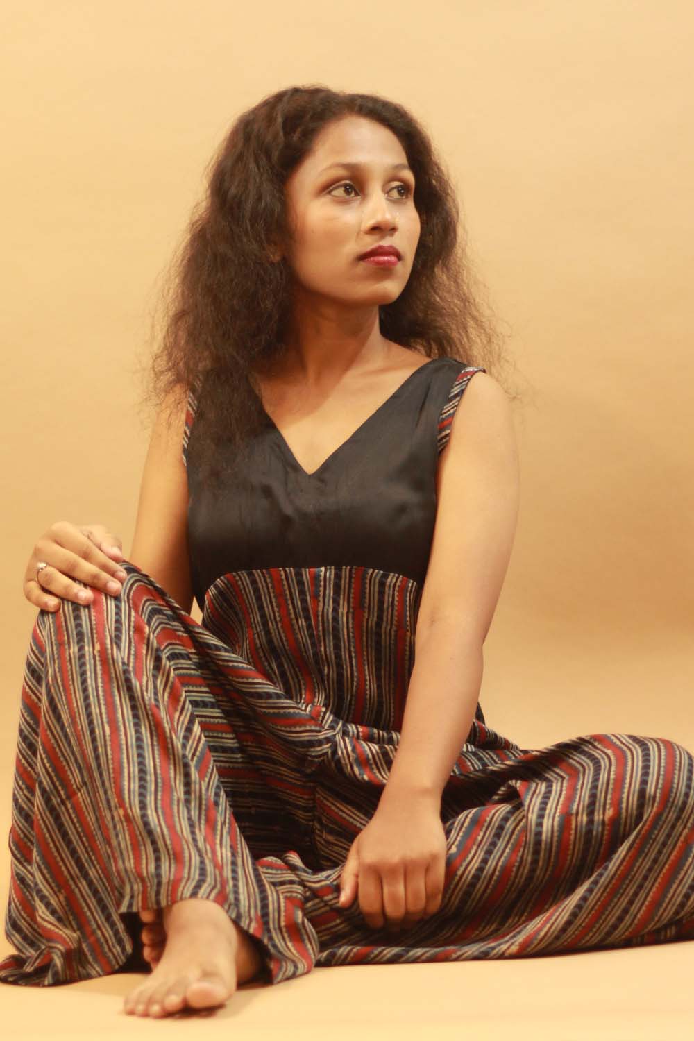 Wide Legged Jumpsuit in Striped Ajrakh Modal