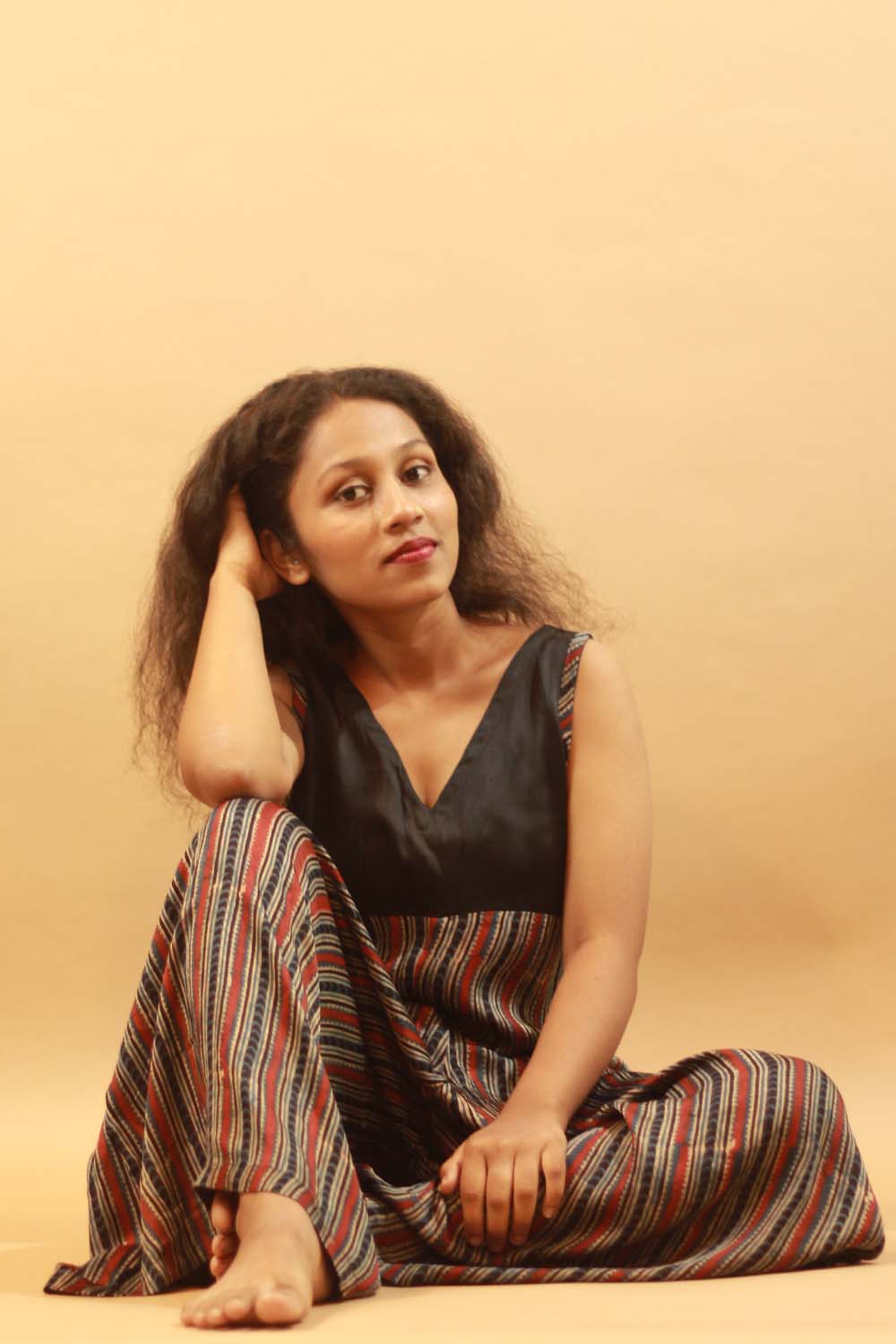 Wide Legged Jumpsuit in Striped Ajrakh Modal