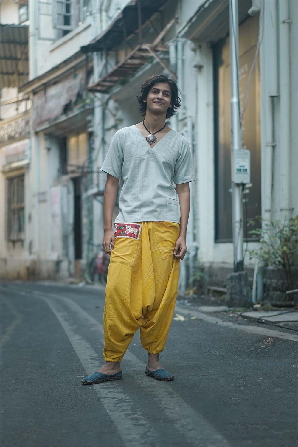 Hand Painted Wayfarer Pants- Yellow