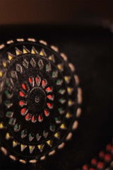 Kutchi Leather Sling | Noir with Ajrakh