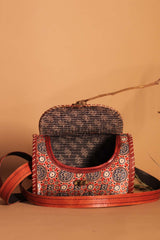 Cylindrical Kutchi Leather Sling | Red