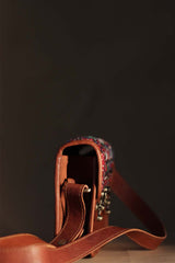 Kutchi Leather Bag | Mirrorwork Sling | Square