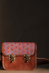 Kutchi Leather Bag | Mirrorwork Sling | Square