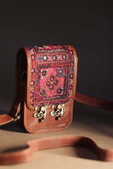 Kutchi Leather Bag | Mirrorwork Sling | Rectangle