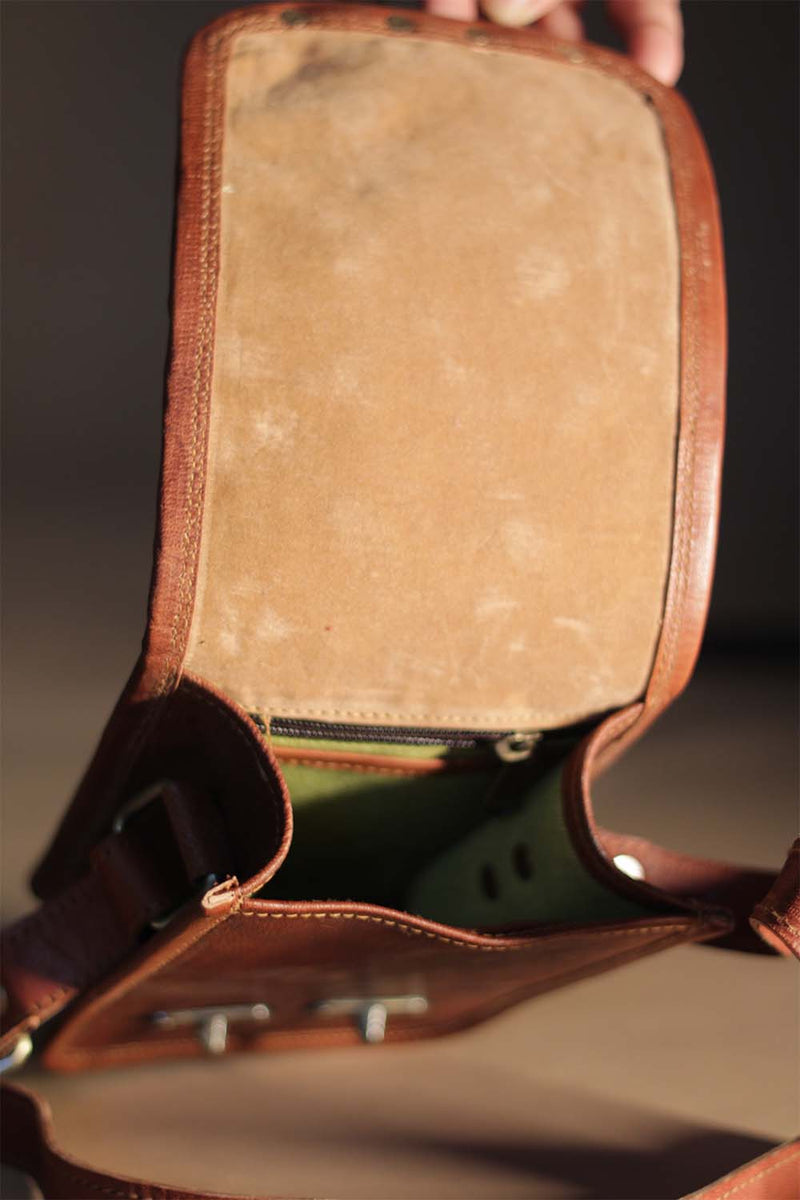 Kutchi Leather Bag | Mirrorwork Sling | Rectangle