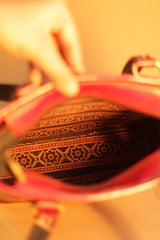 Kutchi Leather Bag | Shells and Pink Embroidery