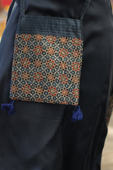 Fabric Sling Bag | Ajrakh Mashru | Indigo Trellis