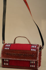 Kutchi Leather Box Bag | Leirum Phee Sling |  Red