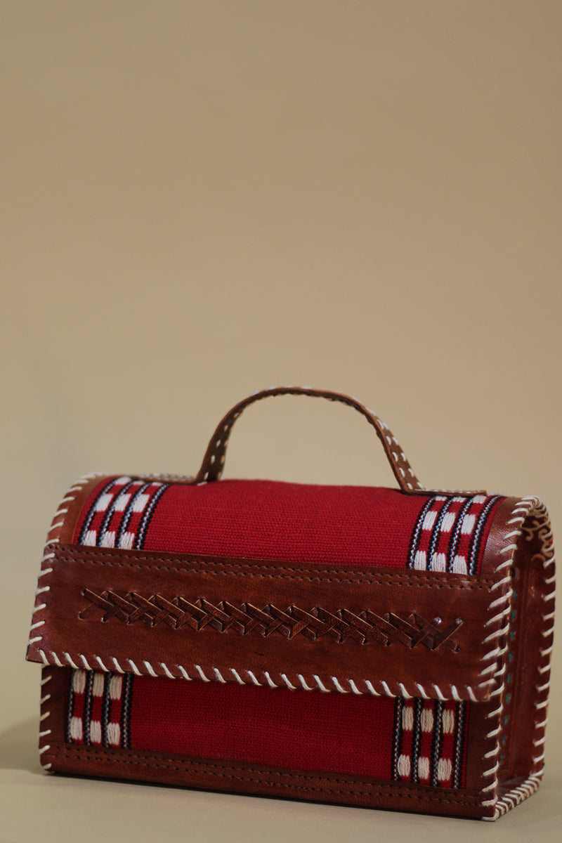 Kutchi Leather Box Bag | Leirum Phee Sling |  Red