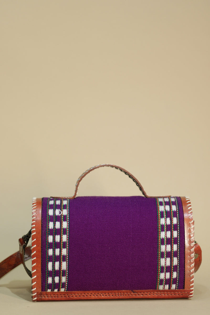 Kutchi Leather Box Bag | Leirum Phee Sling | Purple