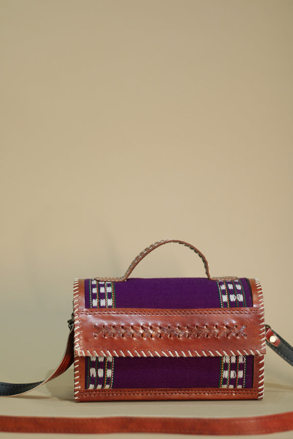 Kutchi Leather Box Bag | Leirum Phee Sling | Purple