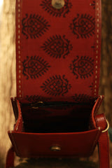 Handcrafted Kutch Leather Bag | Mirrorwork | Brown