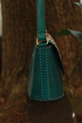 Handcrafted Kutch Leather Bag | Mirrorwork | Teal