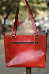 Handcrafted Kutch Leather Bag | Mirrorwork | Brown